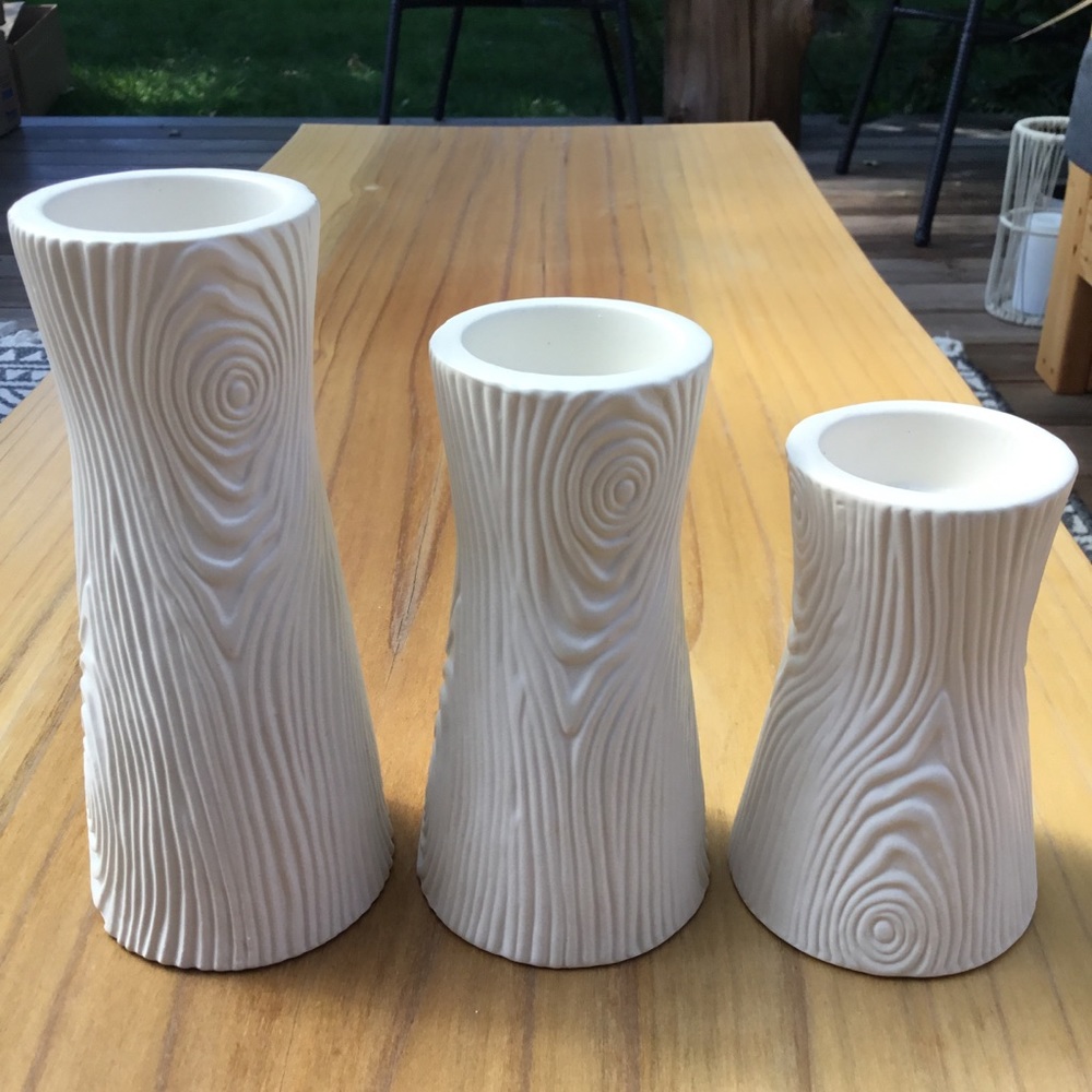 PartyLite White Woodland Retreat Tealight Taper Trio Candleholders